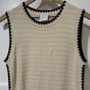 Varley Beige Knit Top with Black Accents